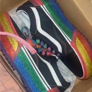 Vans Black and Red Sneakers with Vibrant Design